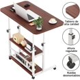 thumbnail image 4 of Mesa Auxiliar Moderna, Mesa Auxiliar para Sofá, Mesitas de Noche, Mesa Lateral de 3 Niveles con Ruedas, para Sala de Estar Dormitorio, Altura se Puede Ajustar (Chocolate), 4 of 4