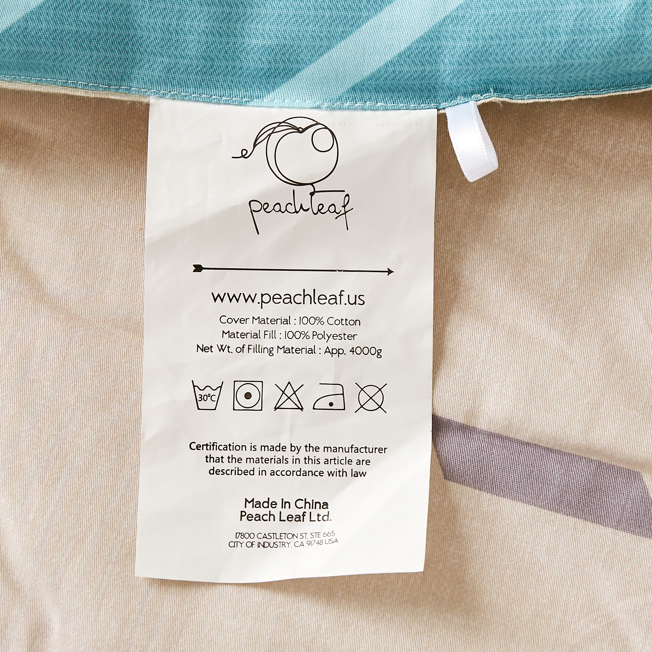 Peach Leaf Super Soft 100% Cotton 3-Piece Comforter Set with Shams, King, Teal Chevron