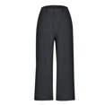 thumbnail image 6 of LLYwey Clearance Sales Bell Bottom Pants for Woman Ladies Casual Drawstring Elastic Waist Linen Nine-Quarter Pants New Full Length Pants Trousers Regular Fitted Black XXL, 6 of 7
