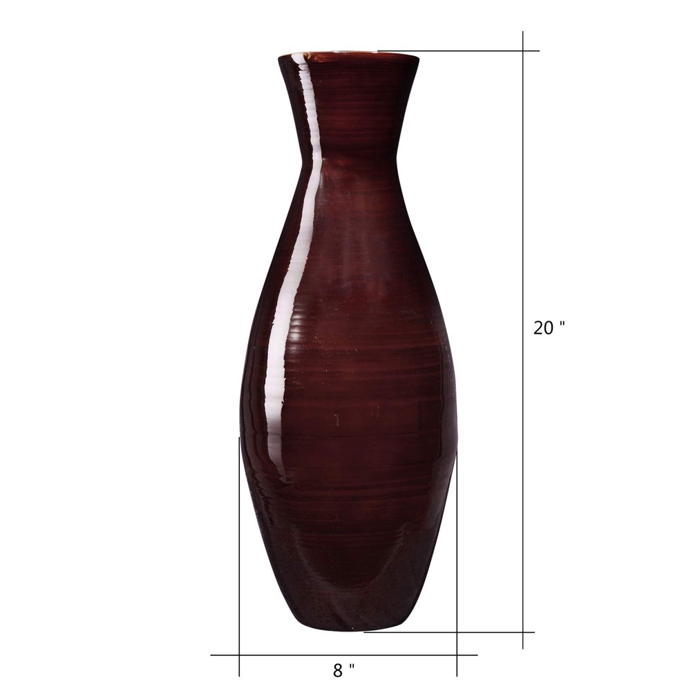 Villacera Handcrafted 20? Tall Brown Bamboo Vase Decorative Classic