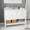 thumbnail image 2 of Boyel Living 48 inch Bathroom Vanity Marble Counter-Top Ceramic Basin White Solid Wood Bathroom Cabinet with Bathroom Mirror, 2 of 10