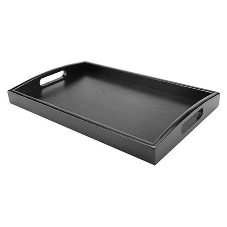 Serving Tray Large Black Wood Rectangle Food Tray Butler Breakfast ...