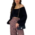 thumbnail image 1 of Sunloudy - Camiseta corta con hombros descubiertos para mujer, manga larga, color sólido, con nudo en la espalda, fruncida Sunloudy  moda, 1 of 4