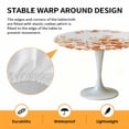 thumbnail image 2 of Elastic Fitted Round Tablecloth, Orange Eucalyptus Leaves Waterproof Stretch Table Cover for 36"-44" Tables, Watercolor Spring Summer Botanical Washable Outdoor Tablecloths for Patio, Picnic, Camping, 2 of 9