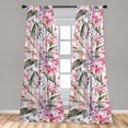 thumbnail image 2 of Tropical Window Curtains, Flora Art Featuring Exotic Leaves and Flowers Pattern on Plain Back, Lightweight Decor 2-Panel Set with Rod Pocket, Pair of - 28"x84", Dark Coral Fawn and Sepia, by Ambesonne, 2 of 3