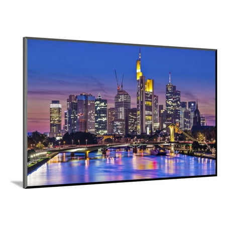 Skyline of Frankfurt, Germany, the Financial Center of the Country. Wood Mounted Print Wall Art By
