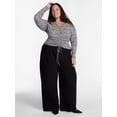 thumbnail image 2 of Terra & Sky Women's Plus Ruched Front Tie Hem Top with Long Sleeves, Sizes 0X-5X, 2 of 5