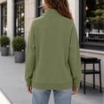 thumbnail image 5 of thefmos Women's Stand Collar Pocket Sweatshirt Half Zip Solid Color Casual Pullover Fashion Fall Winter Outfit, Army Green S, 5 of 8