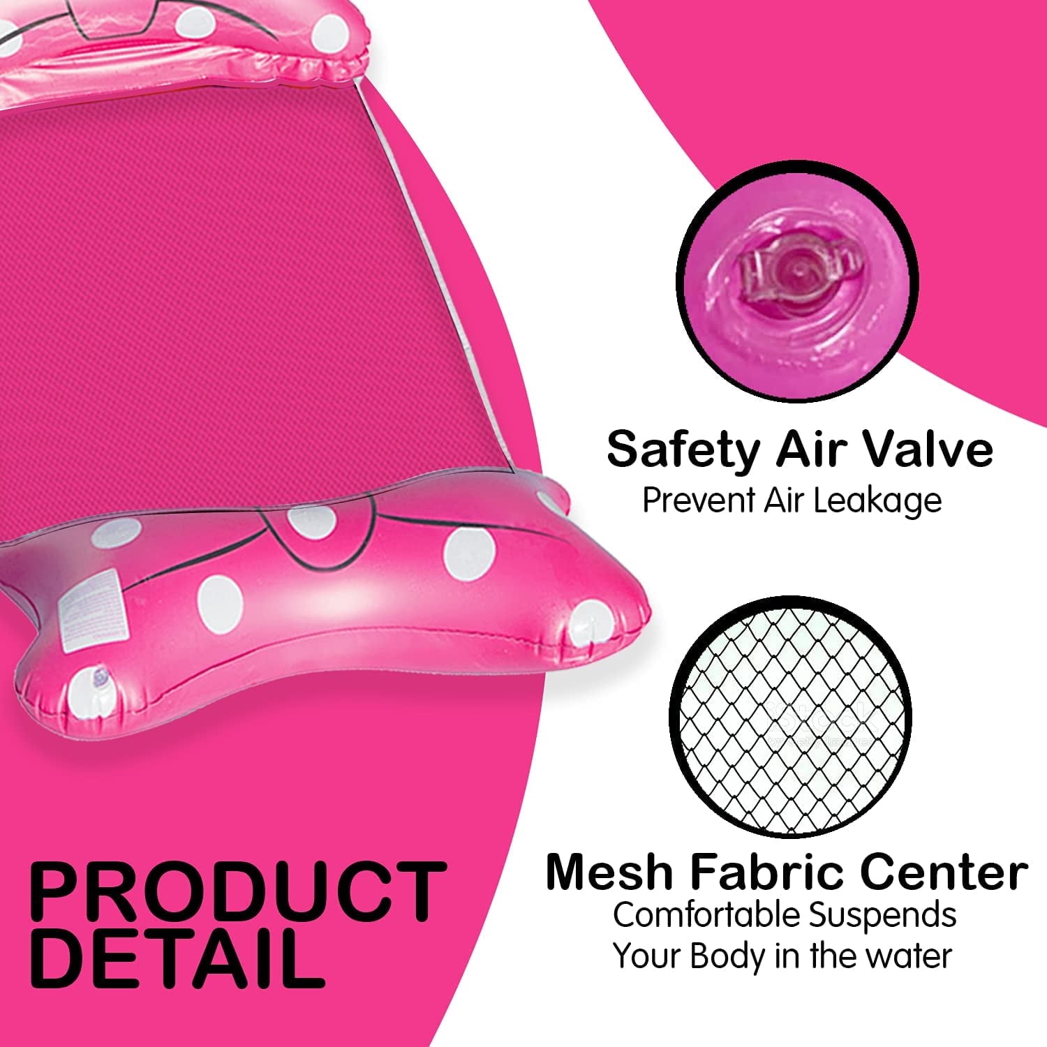Fun Time Happy Summer Pool Floating Hammock for Relaxation with Portable Air Pump – Pink
