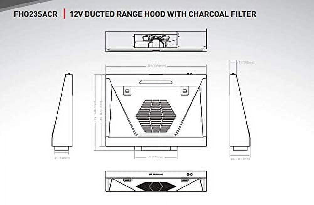 Lippert Components Black Standard Lippert 695571 Range Hood 12V Ductless