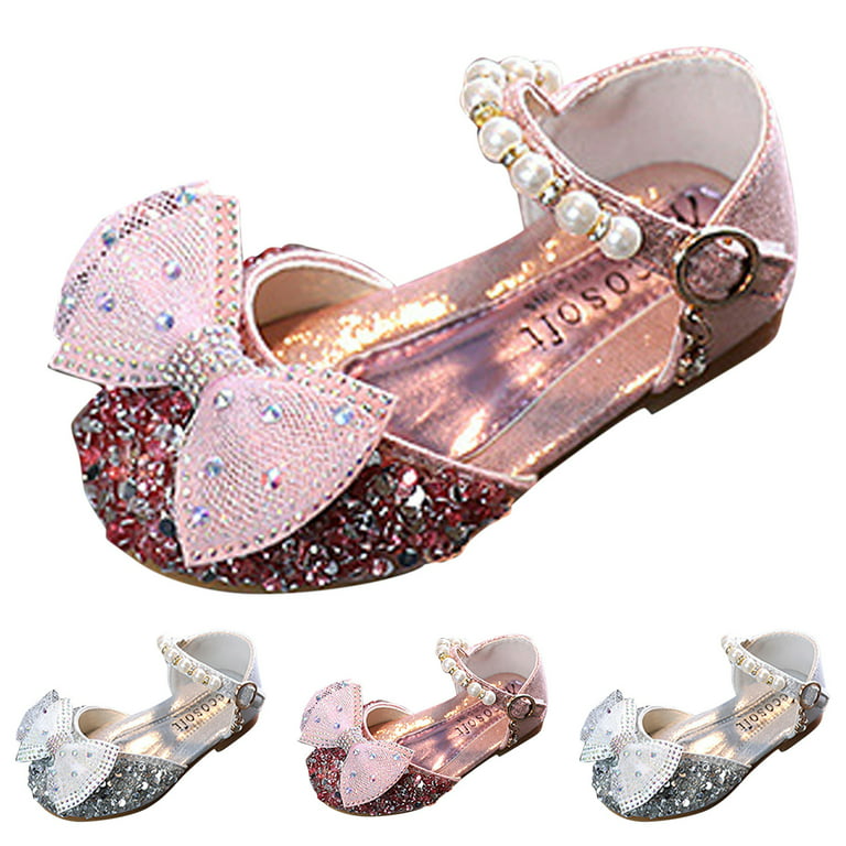 nsendm Female Sandal Little Kid Toddler Girl Sandals Size 9 Sandals Dress  Performance Dance Shoes Mesh Rhinestone Pearl Buckle Cute Shoes Fir Girls  Pink 13.5 