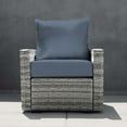 thumbnail image 2 of Heathered Solid Blue Deep Seating Cushion Set, 2 of 8