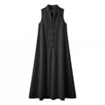 thumbnail image 7 of ClodeEU Women's Sleeveless V Neck Button Down Maxi Dress,Casual Loose Shirt Dress with Pockets Black,Women's Plus L, 7 of 7