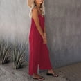 thumbnail image 6 of Baqcunre Jumpsuits for Women Loose Sleeveless Jumpsuits Strap Stretchy Long Pant Romper Jumpsuit with Pockets Womens Fashion Pants for Women One Piece Jumpsuit Womens Clothes Red S, 6 of 7
