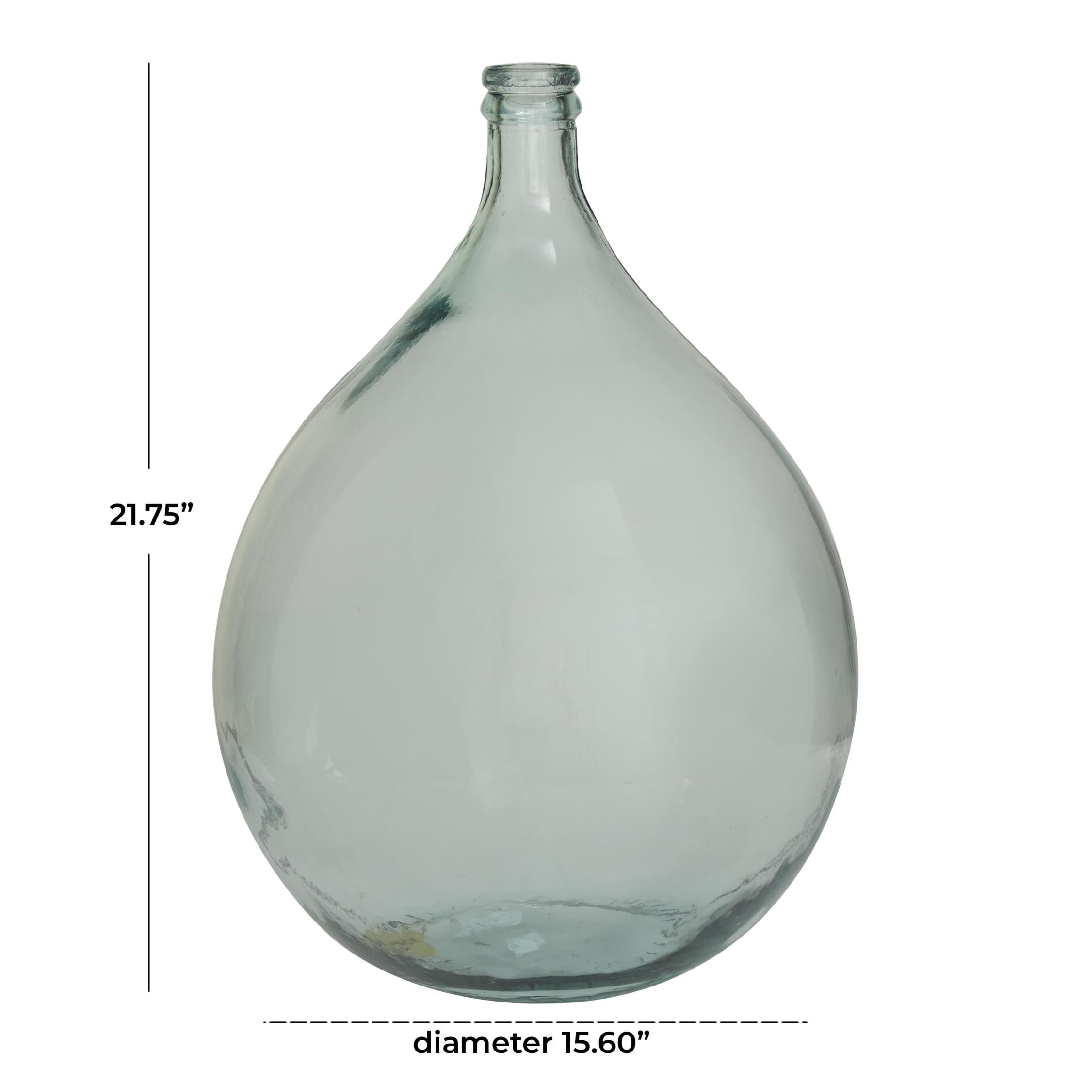 DecMode 22" Handmade Spanish Bottle Neck Light Blue Recycled Glass Vase