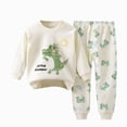 thumbnail image 5 of NOLDARES Outfit Set for Toddler Boys Long Sleeve Print Crewneck Cotton Tee Elastic Waist Pants 2 Piece Fall Winter Clothes Size:2-3 Y,Green, 5 of 5