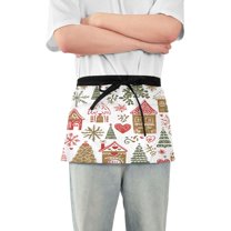 Yayeee Waist Apron with Pockets for Cooking Waterproof Half Server Aprons, Brown Nordic Christmas House