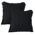 thumbnail image 2 of Laddha Home Designs Handwoven Solid Fringe Edge Cotton Throw Pillow - 20" - Black - Set of 2, 2 of 9