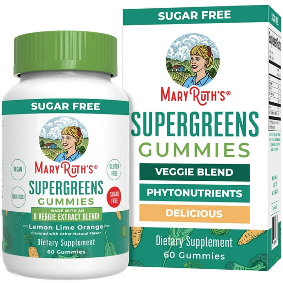 MaryRuth's Supergreens Gummies, Veggie Blend, Phytonutrients, Antioxidant, Probiotic, Vegan, Sugar Free, 60 Count