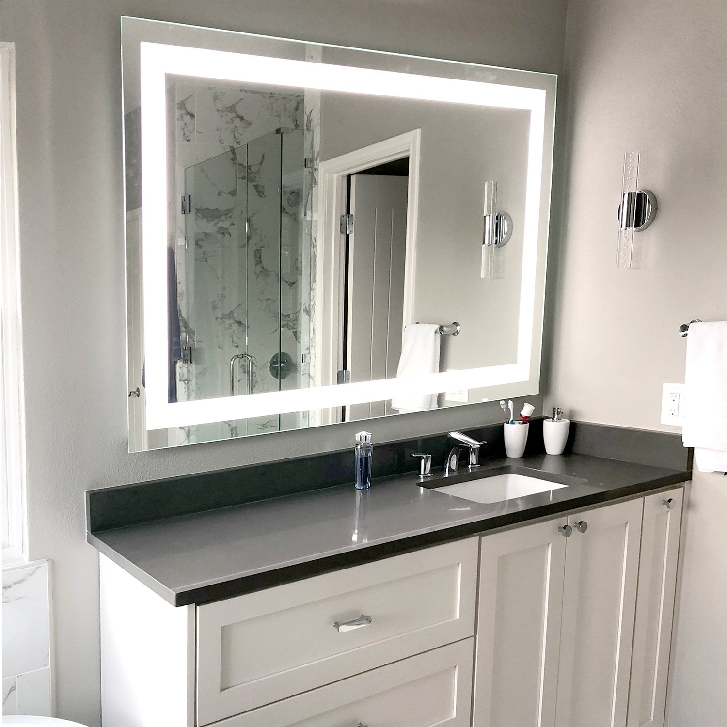Rectangular Led Front Lighted Bathroom Vanity Mirror 24 Wide X 32 Tall Commercial Grade Wall Mounted