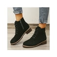 thumbnail image 4 of SIMANLAN Women’s Combat Boots PU Leather Black Ankle Booties Mid Calf Low Heel Lace up Comfortable Fashion Boots, 4 of 6
