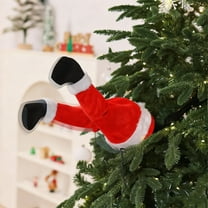 Animatronics Christmas Tree Decorations,Electric Santa Claus Swinging Stuffed Leg Stuck Xmas Topper Ornaments,Animated Pose-able Claus Plush Legs for Christmas Tree Wreath