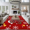 thumbnail image 3 of 5'x7' Area Rugs for Living Room Bedroom, Red Christmas Washable Rug Carpet Runner Indoor Outdoor, Cartoon Xmas Snowflakes Trees Bells Wreaths Non Slip Floor Mats Area Rug for Kitchen, Nursery, 3 of 8