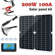 100PCS Solar Panel, 200W 12 Volt DFITO Portable Solar Panel Charger, With Charge Controller, Solar Panel Kit Suitable For Rv/Car/ Boat/ Greenhouse/Dry Camping/ Garde /Shed/Cabin/ Gate Opener, Black