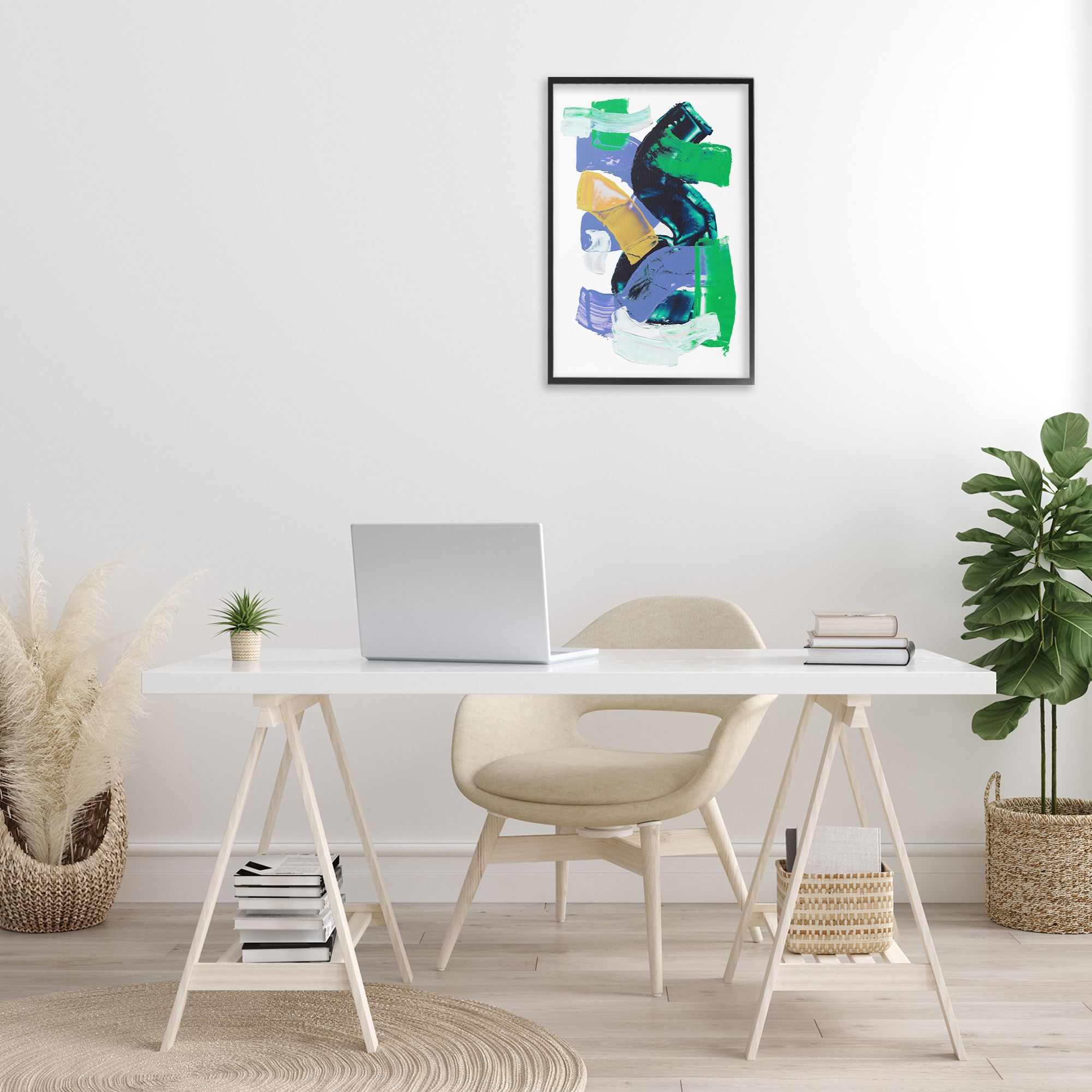 Stupell Industries Expressive Bold Brush Strokes Abstract Painting Black Framed Art Print Wall Art, 16 x 24