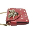 thumbnail image 5 of Pre-Owned Gucci Broadway Pearl Bee Leather Handbag/Shoulder Bag, 2-Way Red, 453778 (Good), 5 of 14
