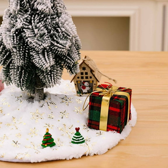 New Christmas Decoration Mini Christmas Tree Mini Small Gold Silver Sequins White Tree Skirt Decoration Desktop Mini Christmas Tree 15X15 Inch Desktop Ornament Home Decor