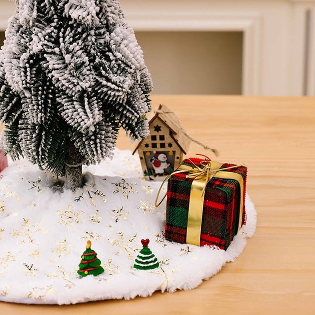SIfdSeng Get it Fast New Christmas Decoration Mini Christmas Tree Mini Small Gold Silver Sequins White Tree Skirt Decoration Desktop Mini Christmas Tree 15X15 Inch