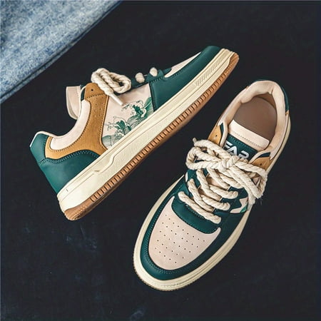 

Men Sneakers Color Block Trendy Lightweight Comfy Non-slip Skate Shoes Spring And Summer