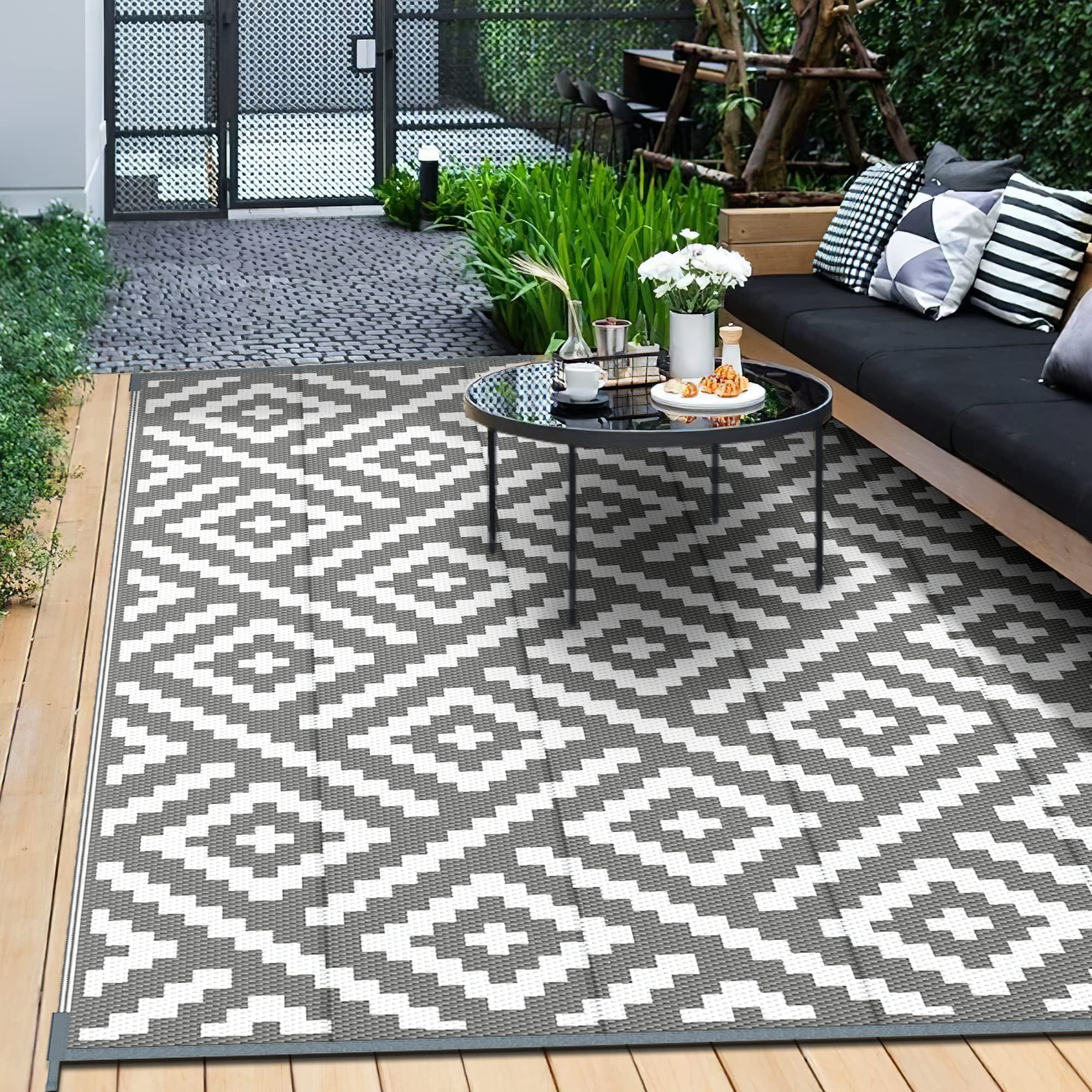 GENIMO Outdoor Rug for Patio Clearance, 6'x9' Waterproof Mat,Reversible