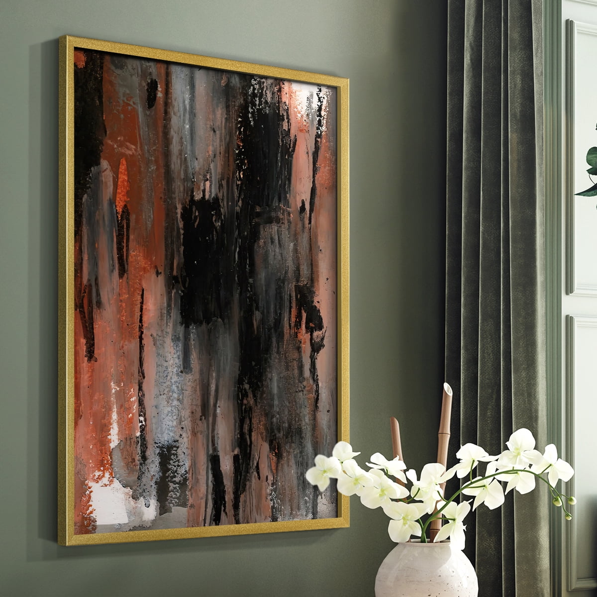 Loft Pastel VIII Framed Print in Gold Solid Wood Framed Print No Nail Hanging