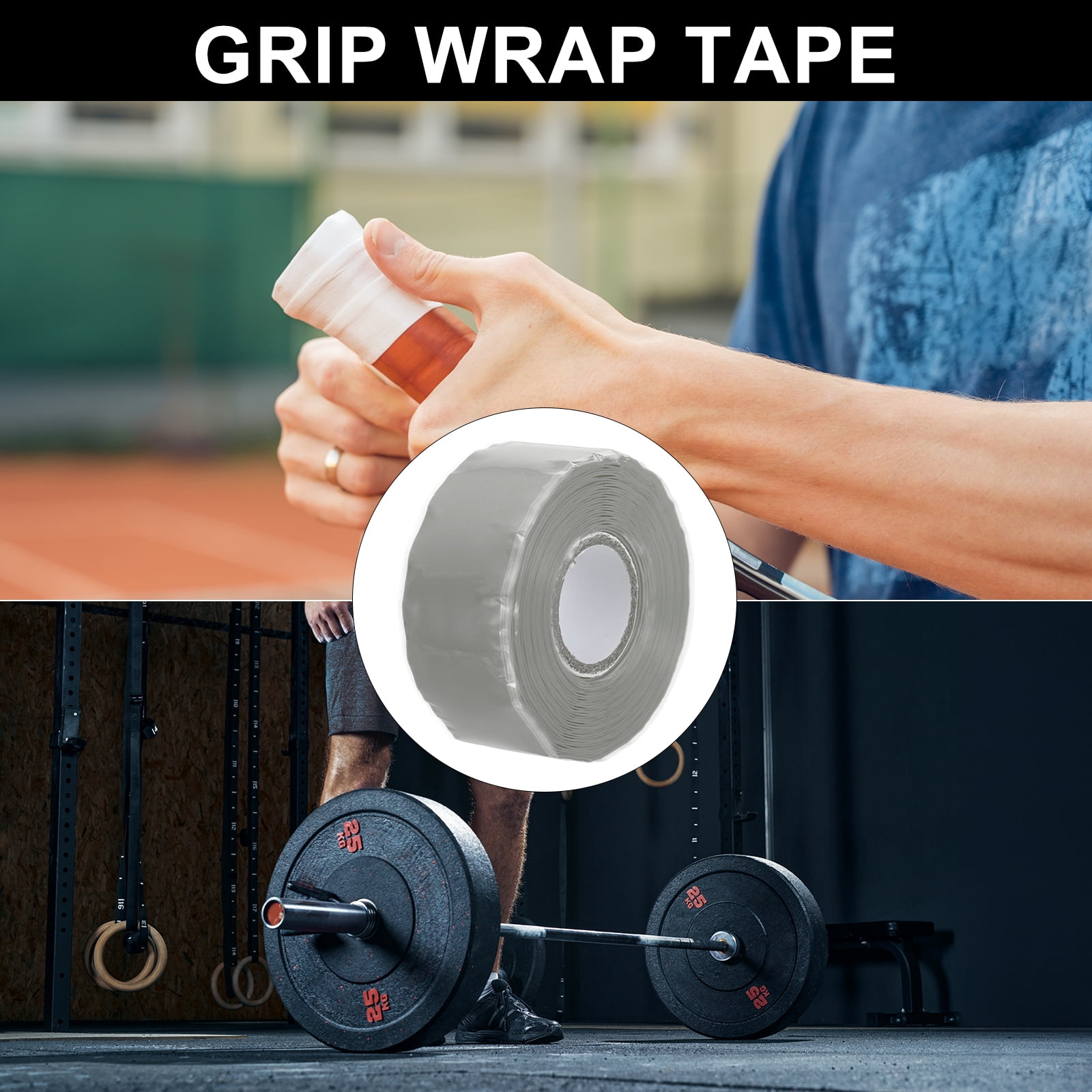 Uxcell Grip Tape, Self-Fusing Silicone Tape 17ft, Sealing Repair Wrap Tape, Grey 2 Pcs