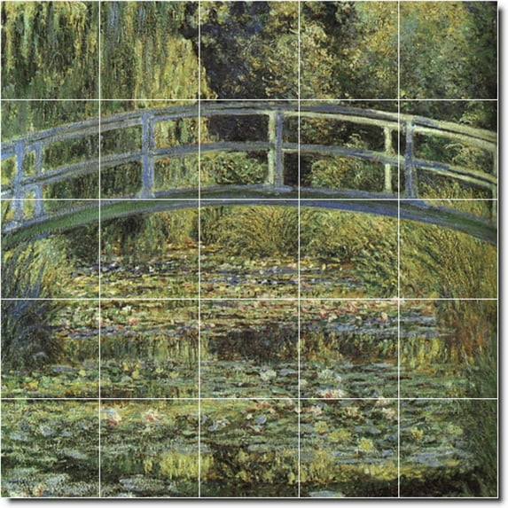 Ceramic Tile Mural-Claude Monet Garden 28. 21.25" w x 21.25" h using (25) 4.25 x 4.25 ceramic tiles
