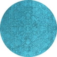 thumbnail image 1 of Ahgly Company Indoor Round Oriental Light Blue Industrial Area Rugs, 7' Round, 1 of 4