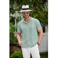 thumbnail image 4 of COOFANDY Men's Knit Button Down Shirt Vintage Short Sleeve Polo Shirts Casual Beach Tops, 4 of 7