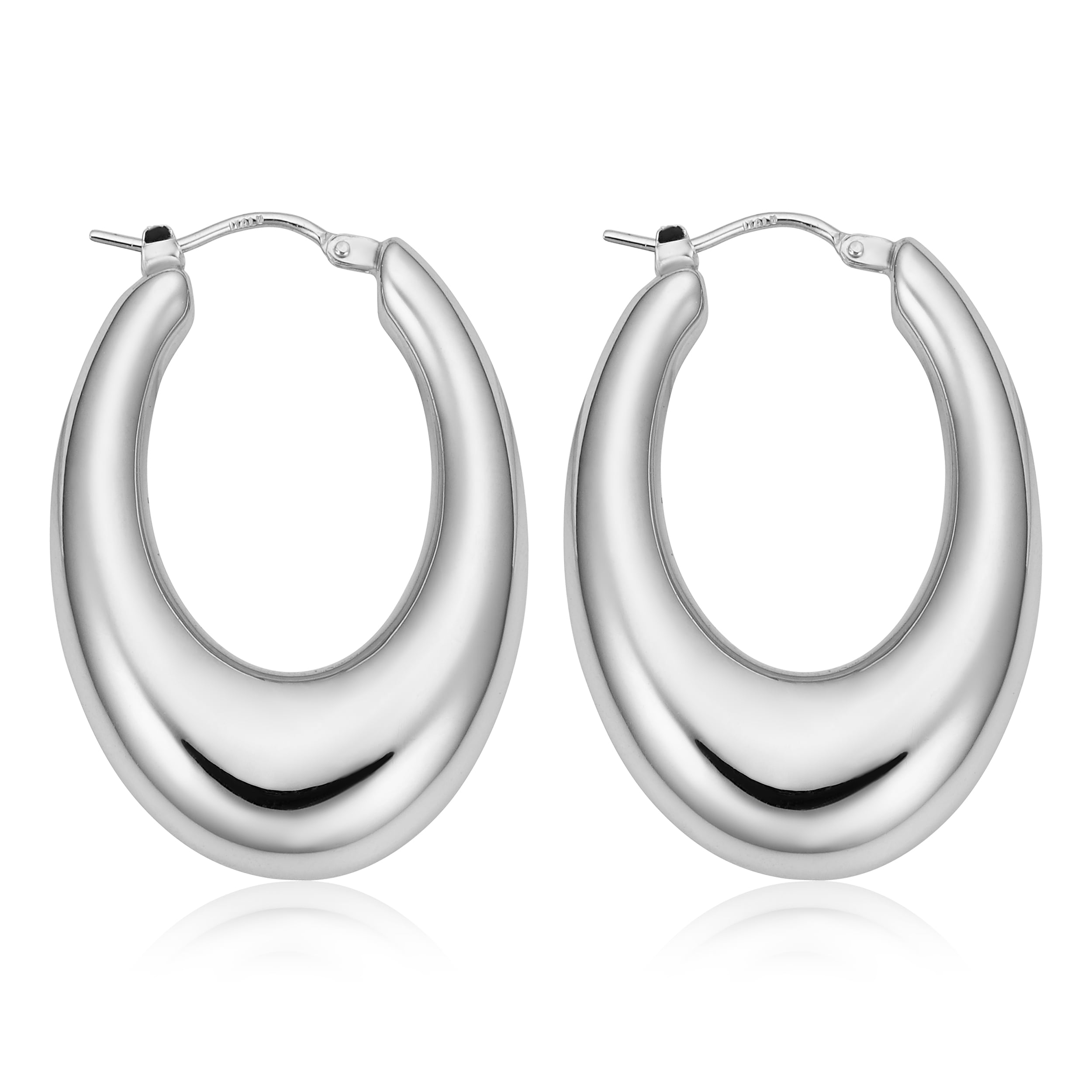 【TATIANA】(Silver925) Oval Crystal One-Touch Hoop Earrings TATIANA】(Silver925) Oval Crystal One-Touch Hoop Earrings