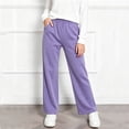 thumbnail image 5 of Jalioing Big Girls Straight Leg Sweatpants Solid Casual Loose Elastic Waist Open Bottom Joggers Workout Trousers, 5 of 6