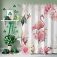 thumbnail image 3 of Shower Curtain, Pink Flamingo Flower Waterproof Shower Curtain Set with Hooks for Bathroom Showers,Stalls and Bathtubs,60x72In Farmhouse Animal Pastoral Flower, 3 of 9