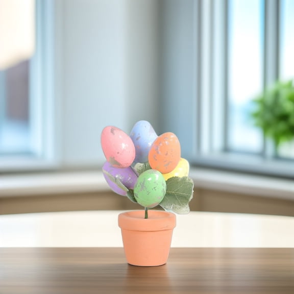 HONMEET 4Pcs Easter Tabletop Centerpiece Assorted Color Egg Bonsai Decor