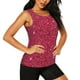thumbnail image 2 of Fotbe Red Glitter Blusas Sin Mangas para Mujer – Estilo Casual, Corte Suelto, Slim-Fit, Cuello Redondo Deportivo, Tops de Verano para Gimnasio y Yoga-X-Large, 2 of 7