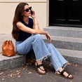 thumbnail image 2 of Ecetana Sandals for Women Woven Flat Sandals with Elasticity Ankle Strap Comfortable Pinch Toe Casual Sandals, 2 of 8
