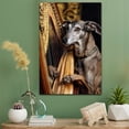 thumbnail image 2 of Scottish Deerhound Cute Dog Harp Stretched Canvas Size 8x12 – Retro Scottish Deerhound Dog Batter in Action With Harp for Themed Living Room, 2 of 5