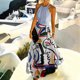 thumbnail image 1 of ICHUANYI Clearance Fashion Casual Summer Sleeveless Round Neck Printing Dress Halter Neck Zipper Women's Dress Long Pleated Dresses(Light Blue, L) ICHUANYI WER2023081400400, 1 of 8