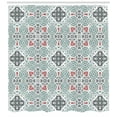 thumbnail image 3 of Vintage Shower Curtain, Ornamental Composition with Floral Elements Curlicues, Fabric Bathroom Set with Hooks, 69"W X 75"L Long, Seafoam Dark Coral and Charcoal Grey, by Ambesonne, 3 of 3