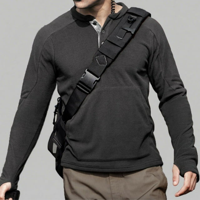 pstuiky Camisas de invierno de manga larga para hombre, Sudadera con capucha de polar con botones y cuello alto de manga larga de color liso para hombre Tops de talla grande para hombre xl