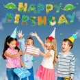 thumbnail image 6 of SNNROO Colorful Leaf and Dinosaur Theme Happy Birthday Banner for Boy’s Birthday Party Decoration Jurassic Dino Footprint Garland Banner Streamer Backdrop for Kids Birthday Party Supplies, 6 of 6